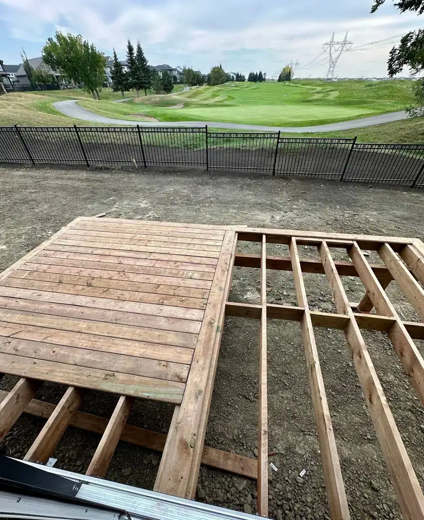 Pressure-treated deck overlooking a golf course, Edmonton Alberta